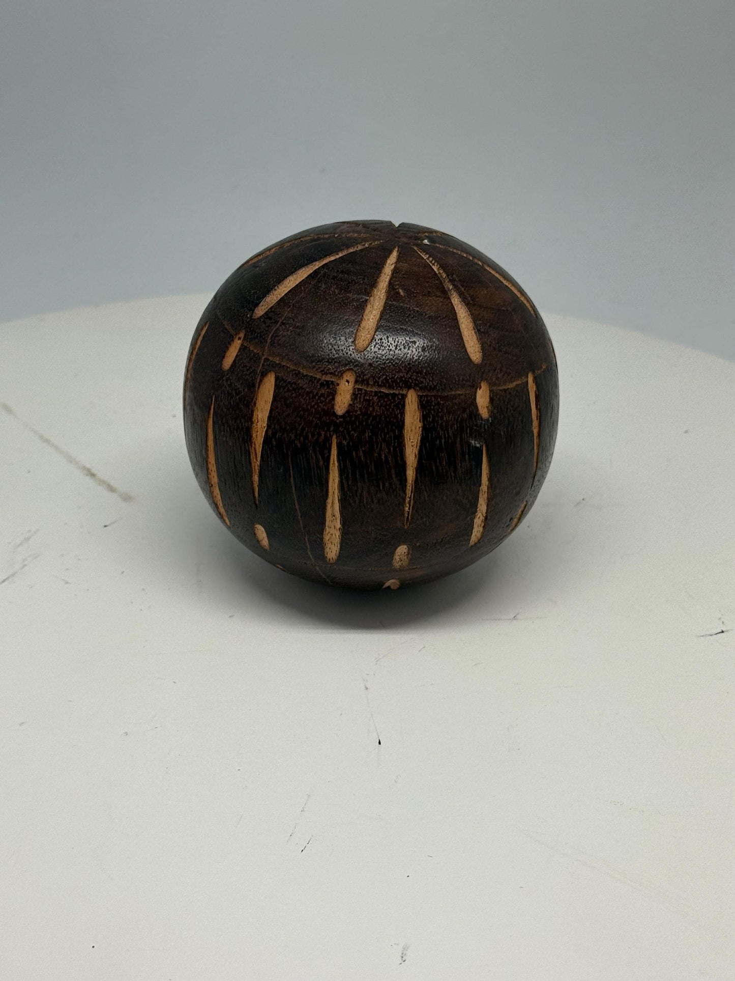 Vintage 70s Hand-Carved Wooden Ball — additional view 7