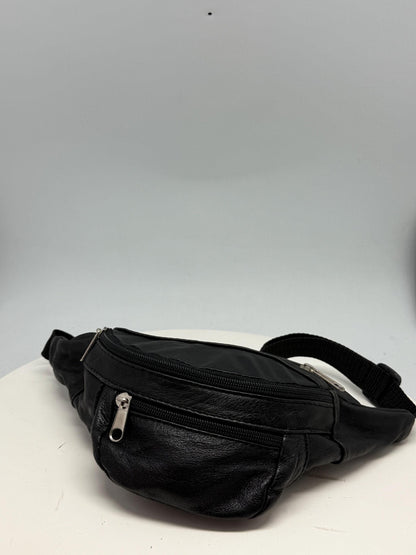Vintage Black Leather Fanny Pack