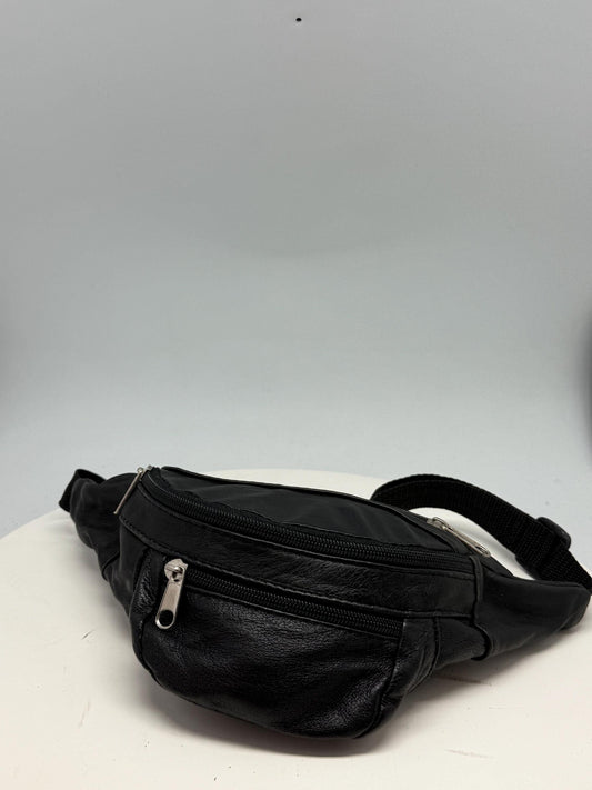 Vintage Black Leather Fanny Pack