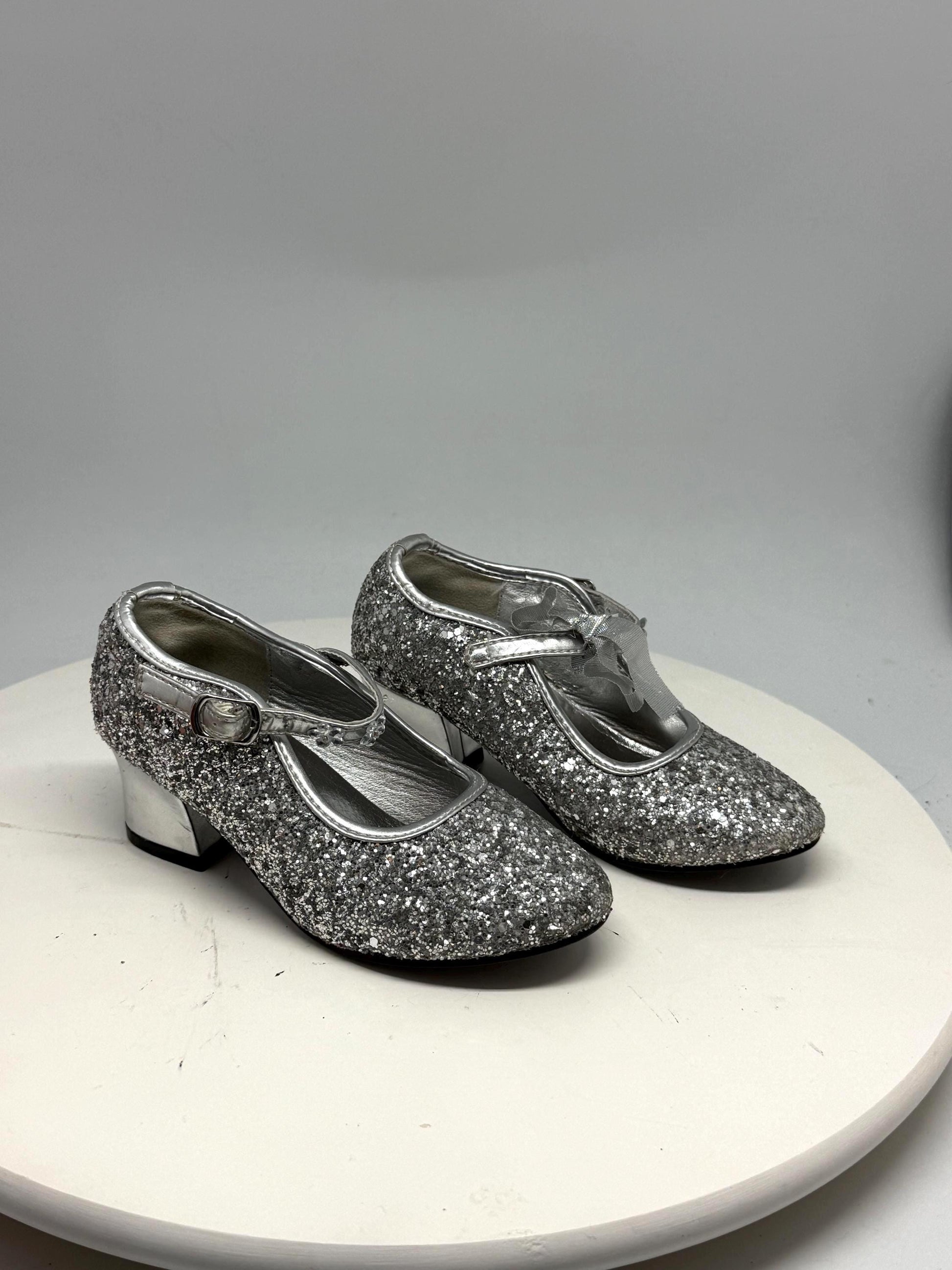 Silver Glitter Mary Jane Shoes For Kids