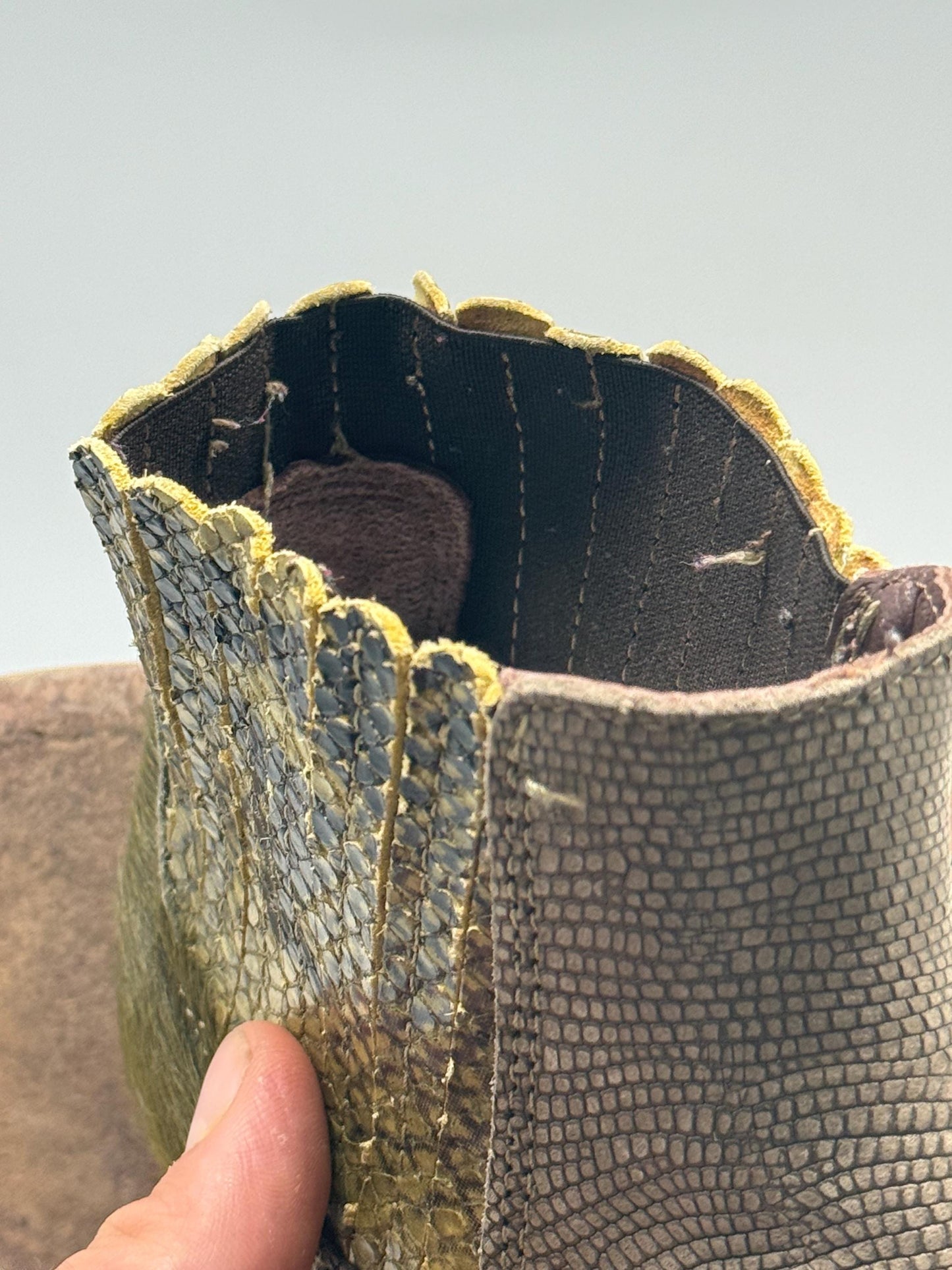 Green Leather Ankle Boots With Snake Texture — additional view 10