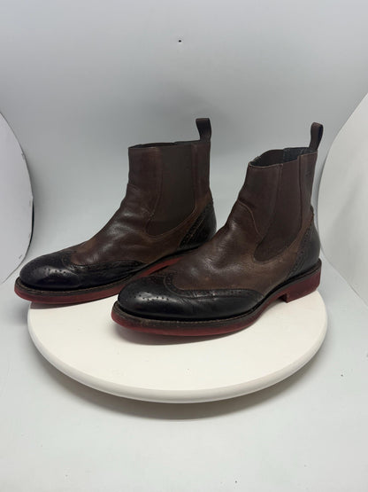 Brown Leather Chelsea Boots — back view