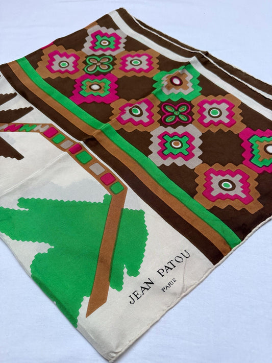 Jean Patou Silk Scarf, Bold Geometric Pattern
