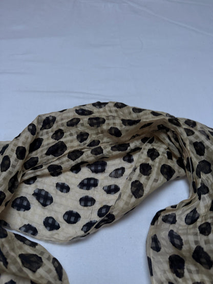 Vintage Black And White Silk Scarf — back view