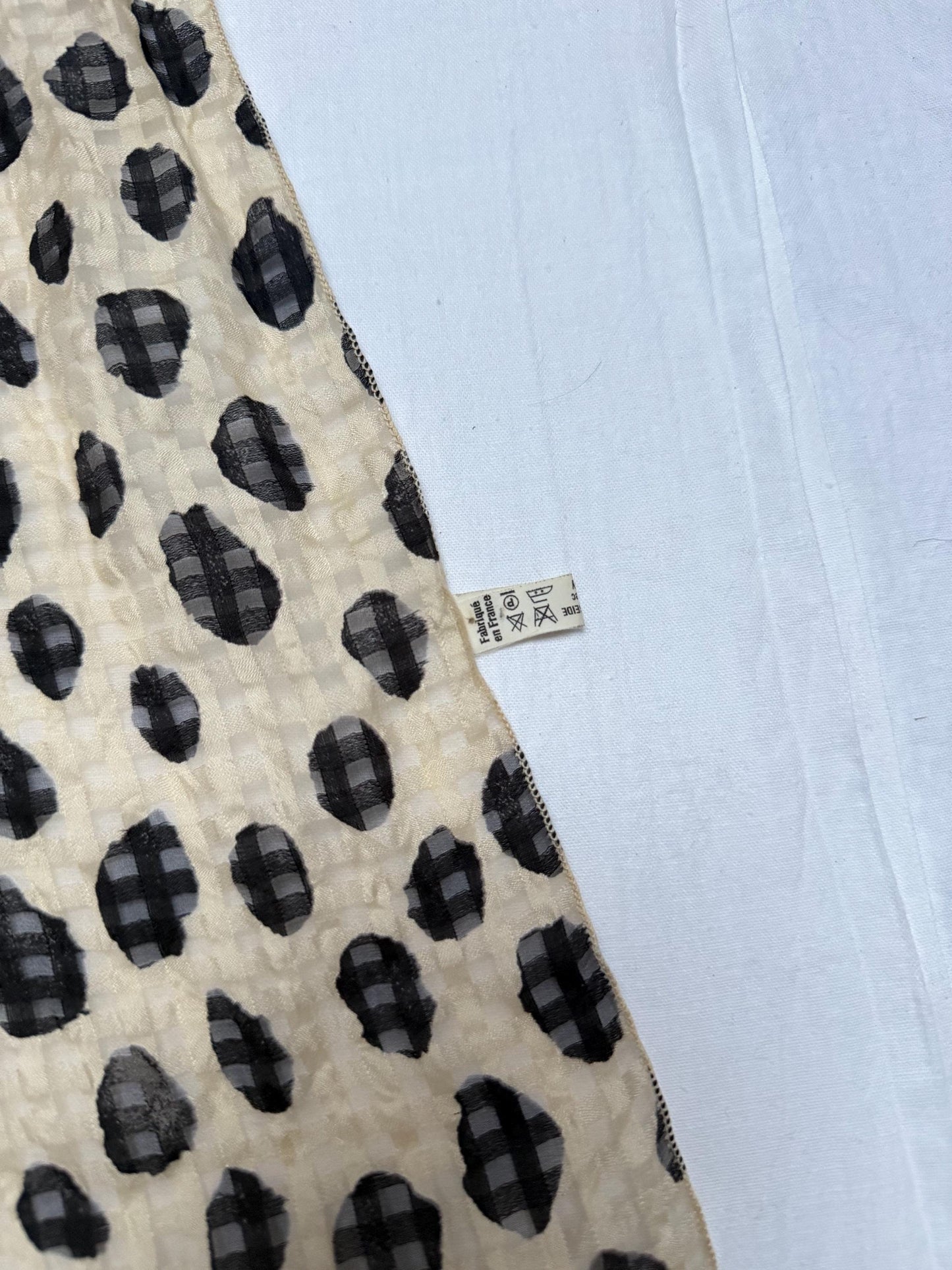 Vintage Black And White Silk Scarf — additional view 8