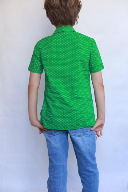 Vintage 70s Green Dotted Blouse For Kids — additional view 12