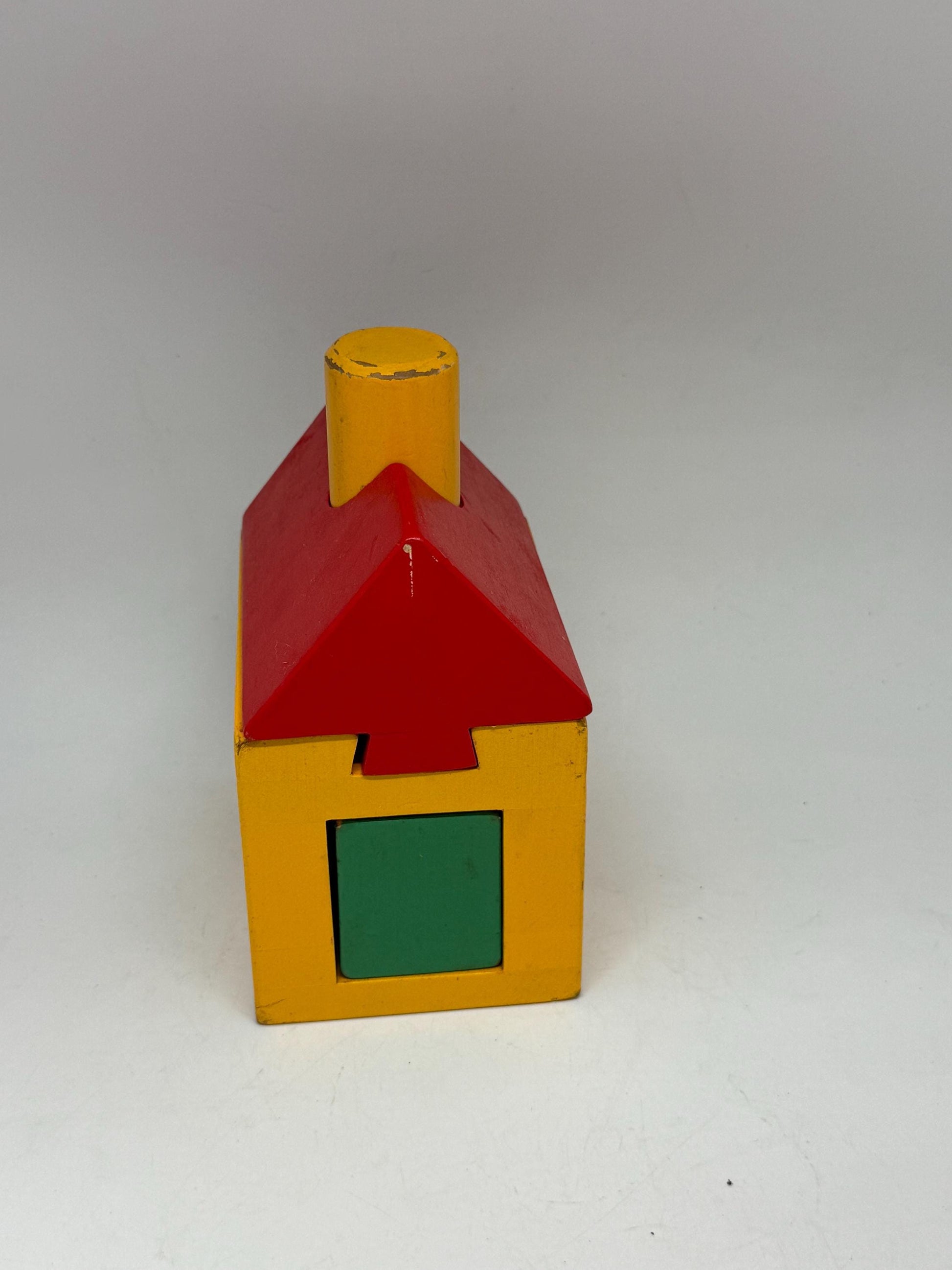 Vintage Wood House Puzzle: Yellow Base, Red Roof — additional view 7