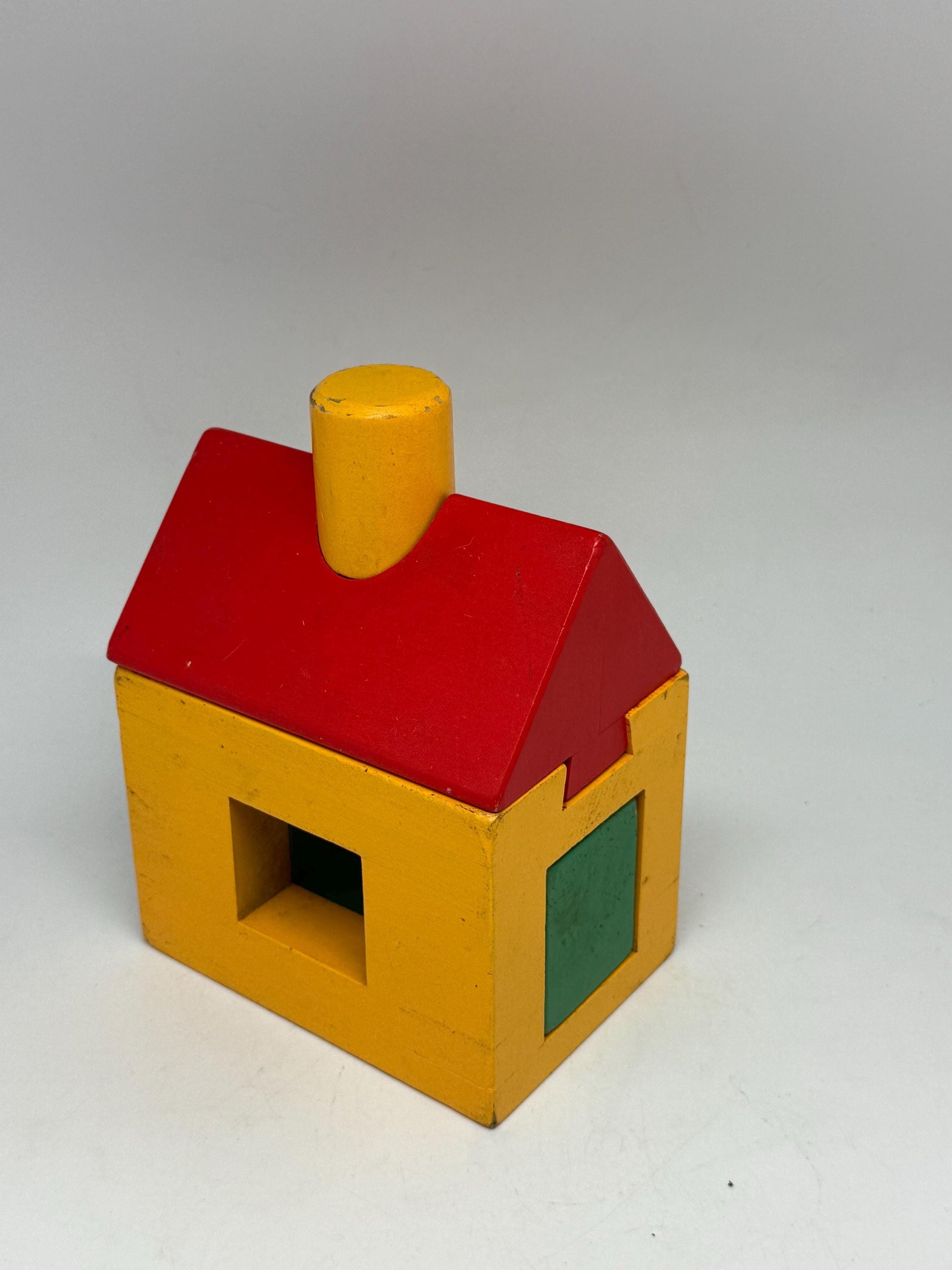 Vintage Wood House Puzzle: Yellow Base, Red Roof — additional view 6