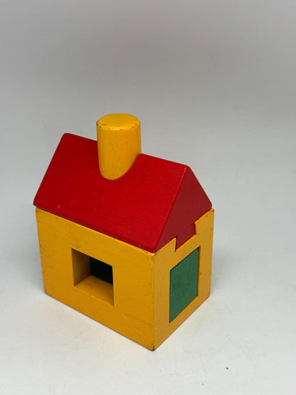 Vintage Wood House Puzzle: Yellow Base, Red Roof — additional view 6