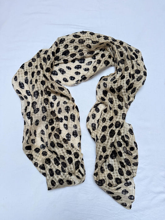 Vintage Black And White Silk Scarf