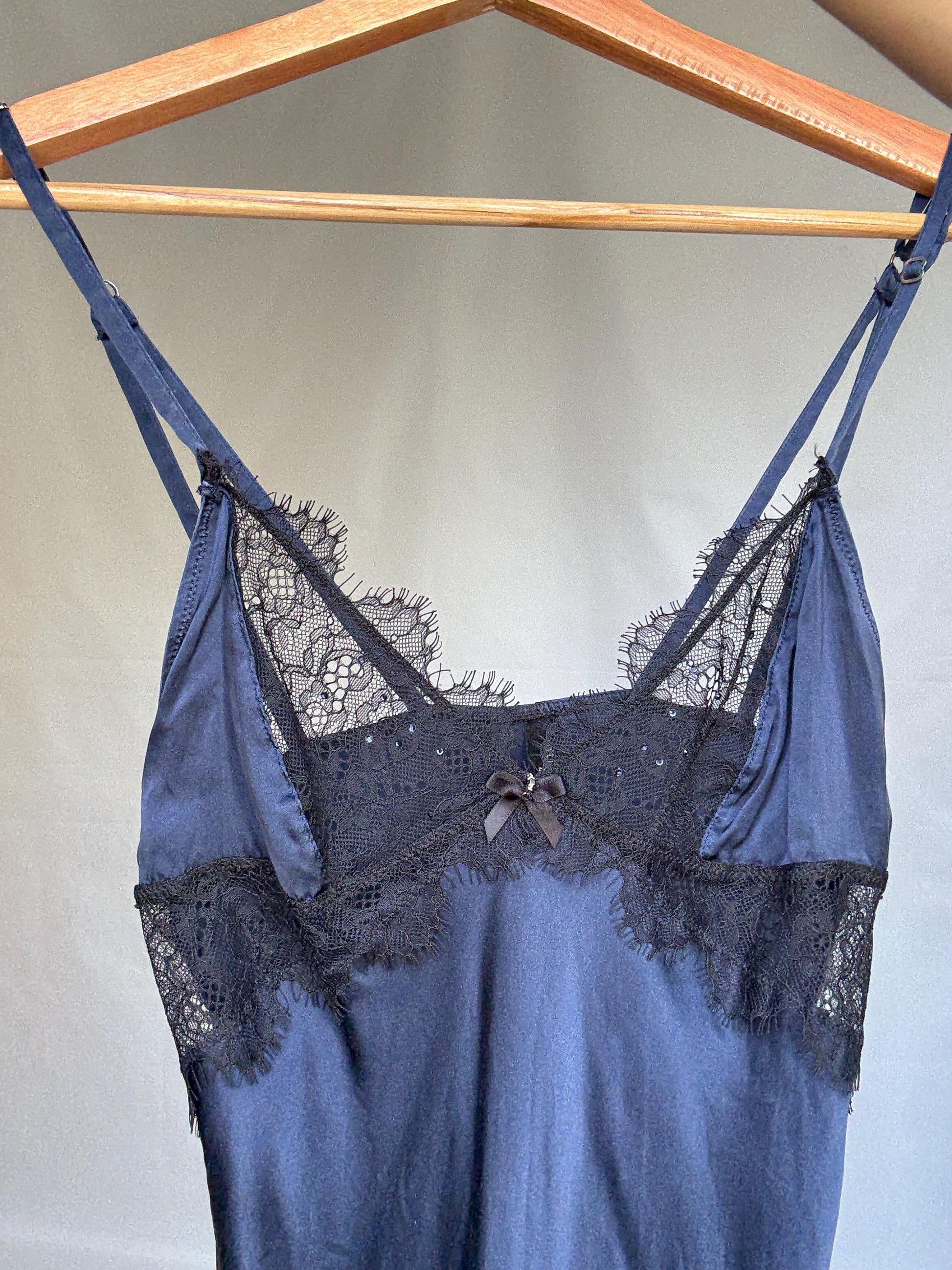 Navy Silk Lace Slip Dress — additional view 5
