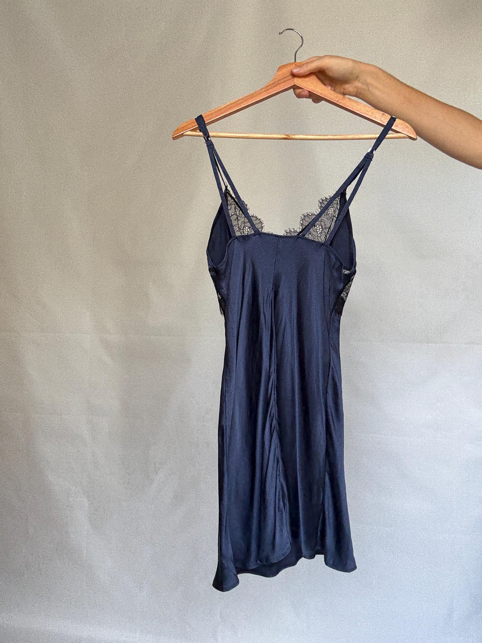 Navy Silk Lace Slip Dress — additional view 6