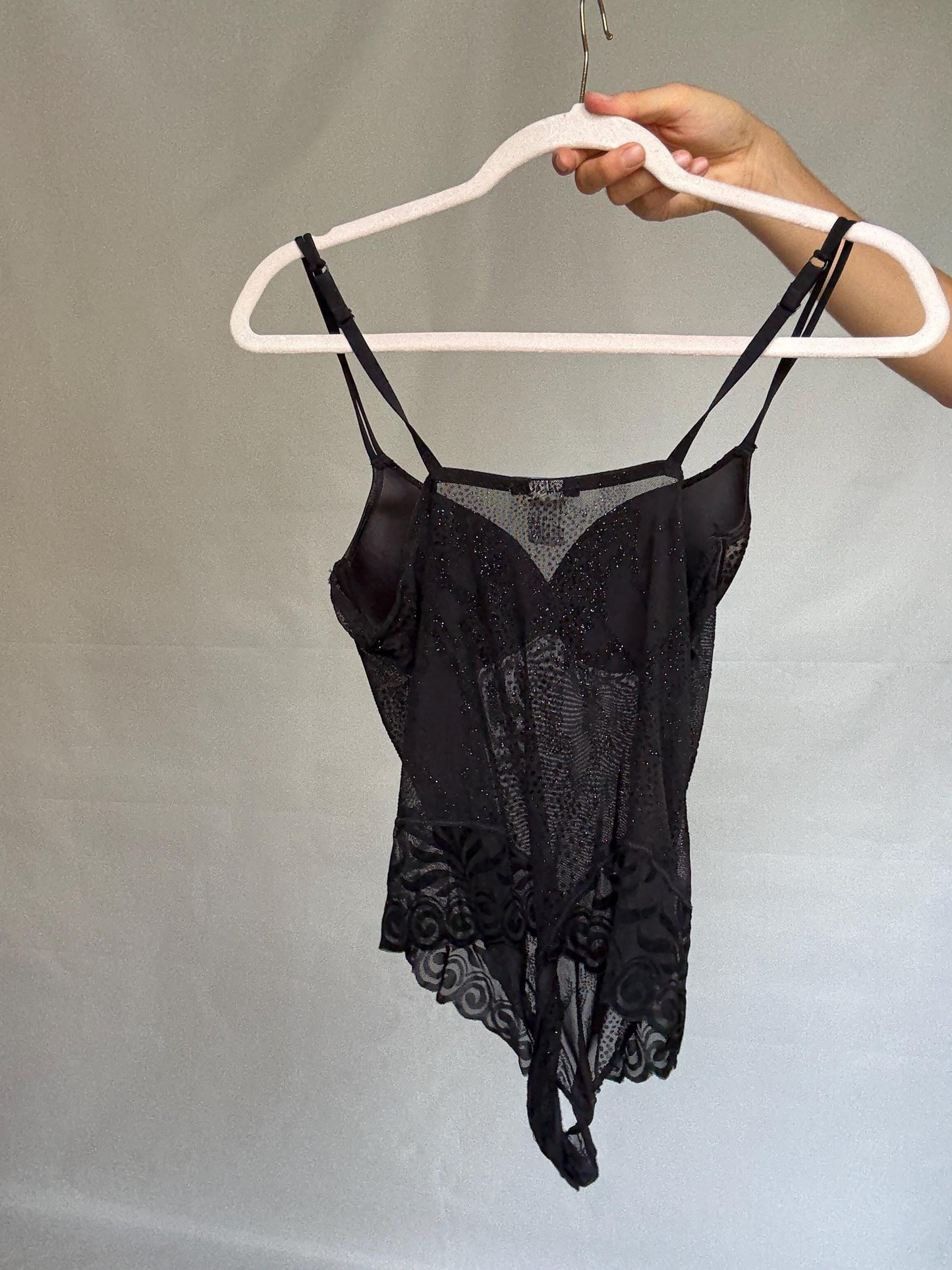 Vintage Black Sheer Lace Bodysuit — additional view 5