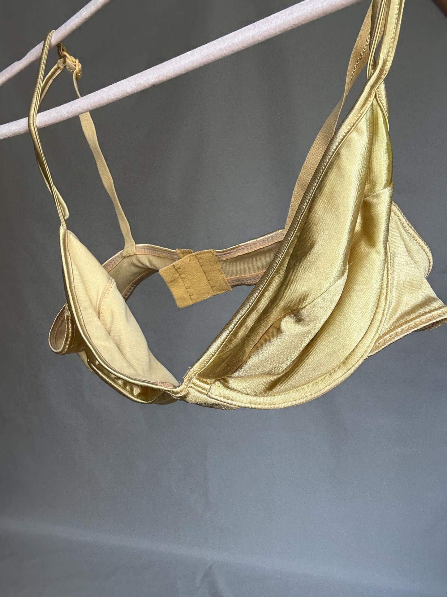 Vintage Gold Metallic Underwire Bra — back view