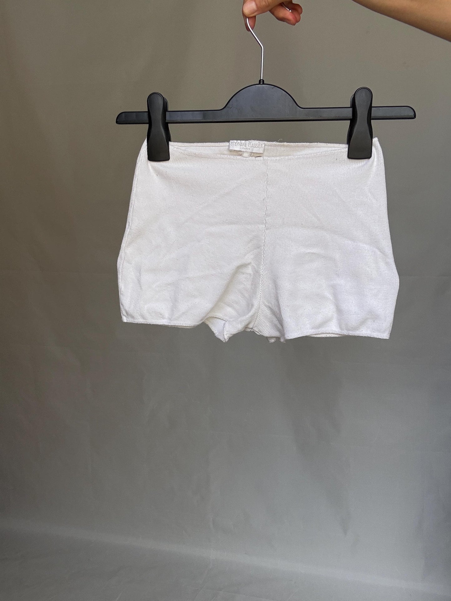 Vintage Stephane Plassier White Hipster Shorts — detail