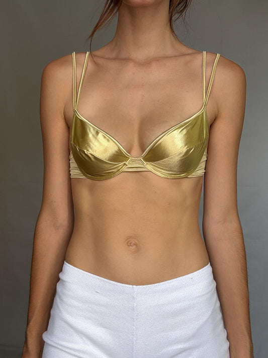 Vintage Gold Metallic Underwire Bra