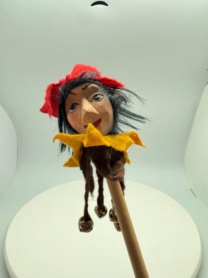 Vintage Jester Marionette Wooden Puppet — detail