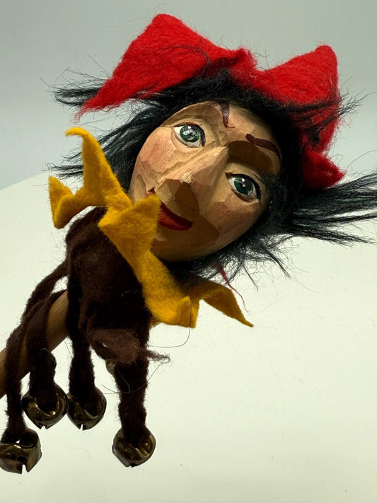 Vintage Jester Marionette Wooden Puppet