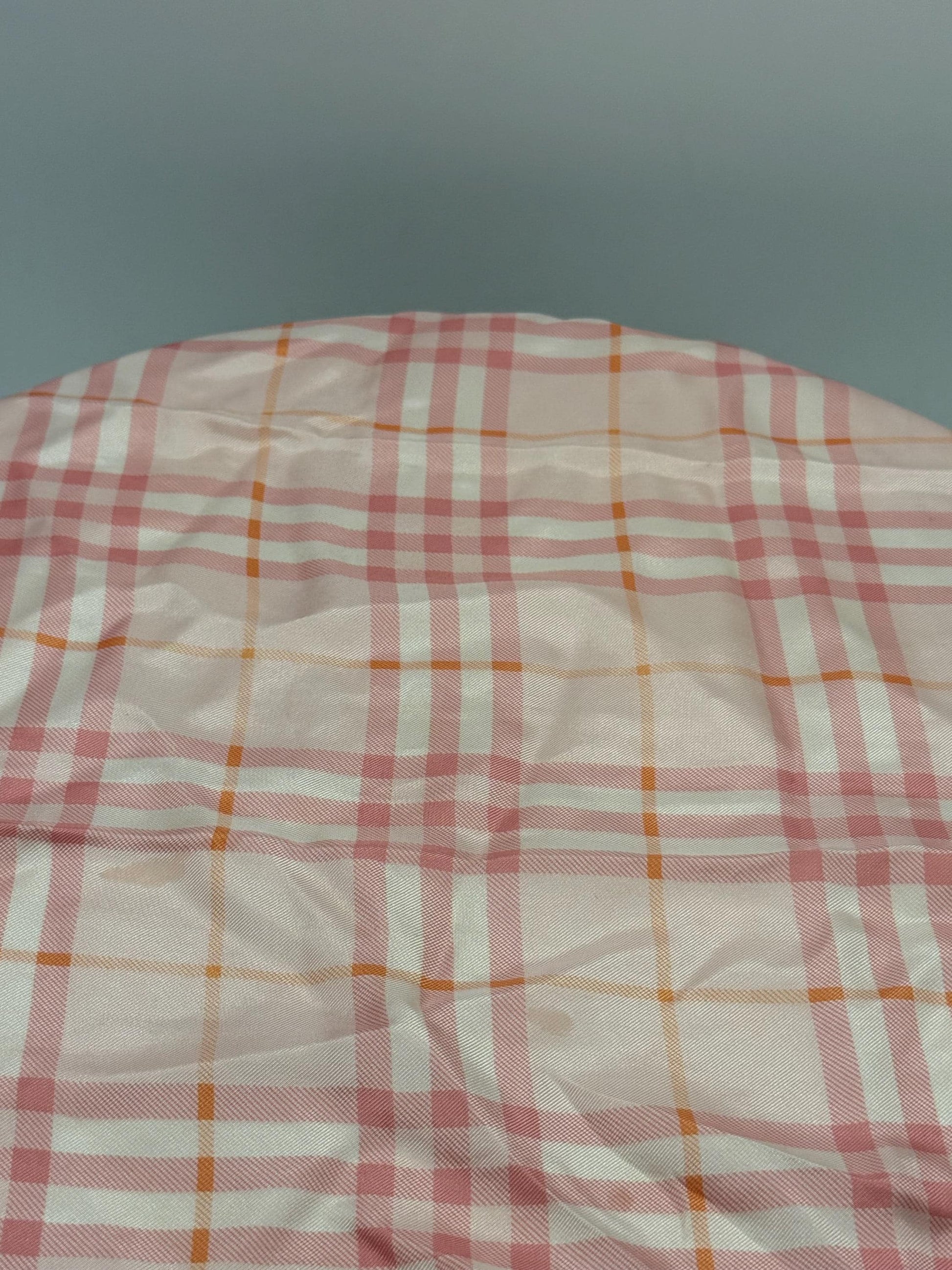 Vintage Pink Burberry Silk Scarf — fabric close-up