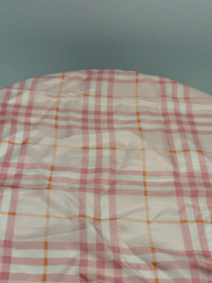 Vintage Pink Burberry Silk Scarf — fabric close-up