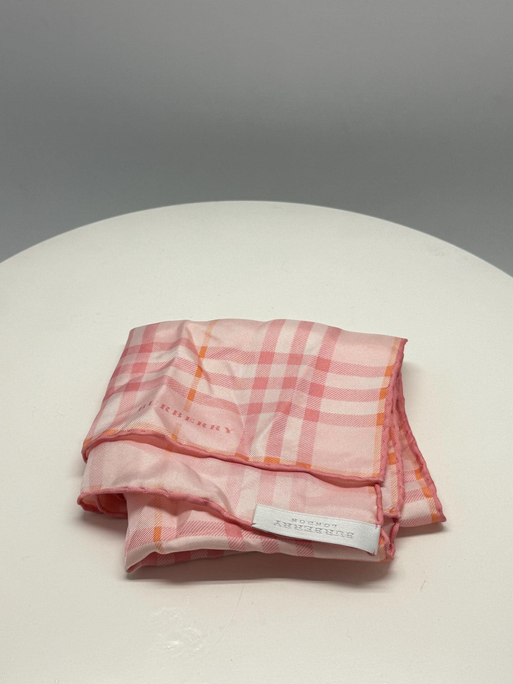 Vintage Pink Burberry Silk Scarf — detail