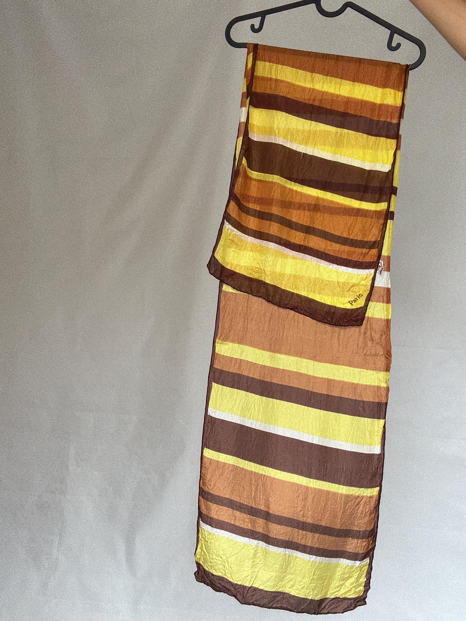 Vintage natural silk scarf, 100% pure silk, handsewn edges, Parisian chic scarf