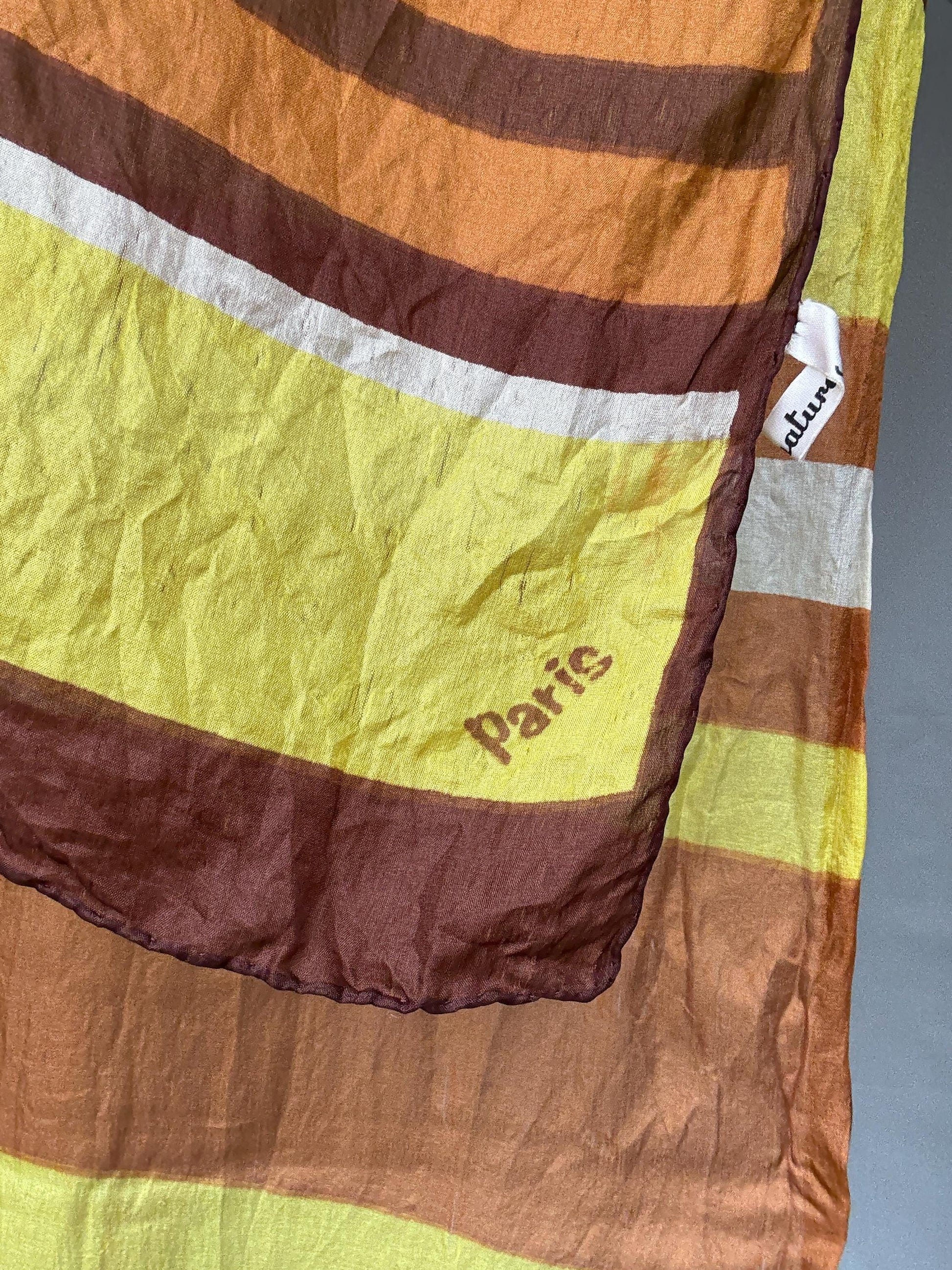 Vintage natural silk scarf, 100% pure silk, handsewn edges, Parisian chic scarf