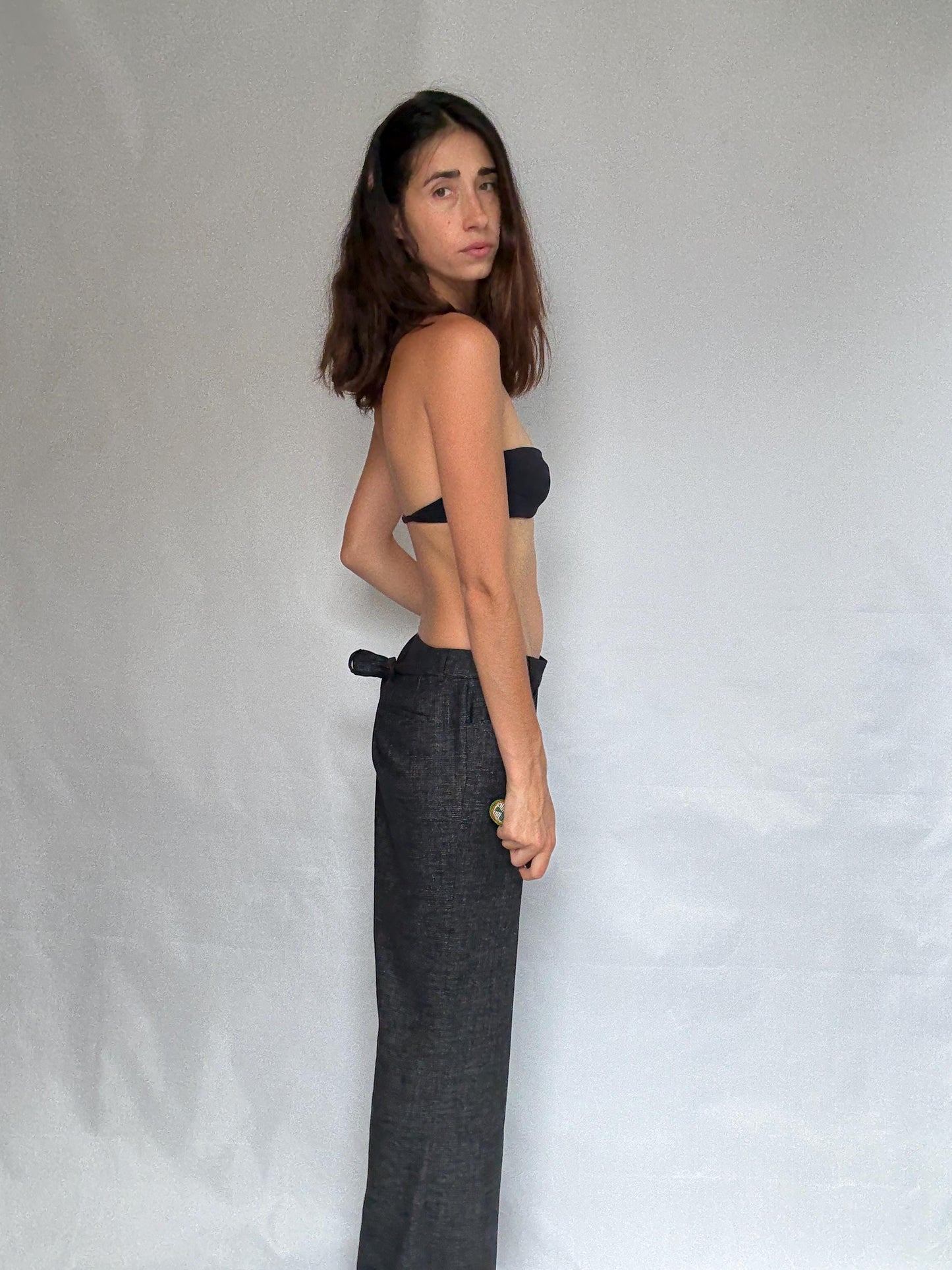 Vintage Rene Lezard wool wonan trousers, luxury designer tailored fit designer pants, EU 44.