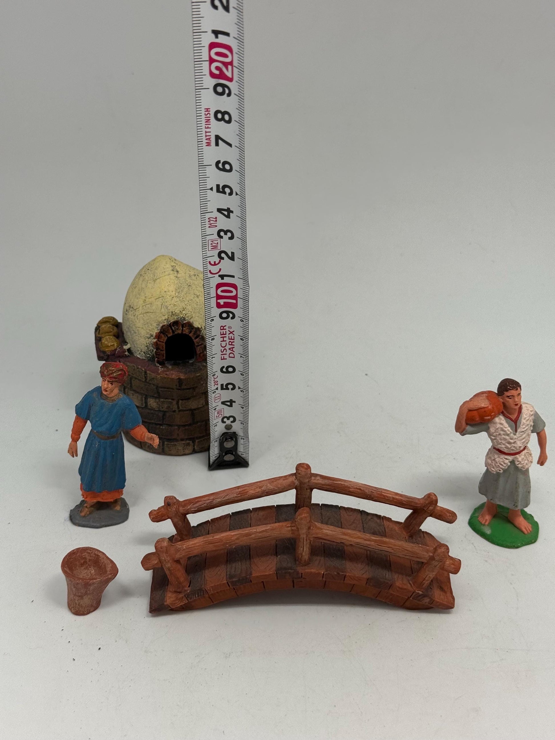 Vintage Painted Nativity Figurine Set — back view