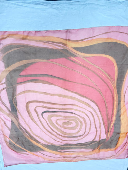 Blush Pink Silk Scarf With Abstract Design — fabric close-up