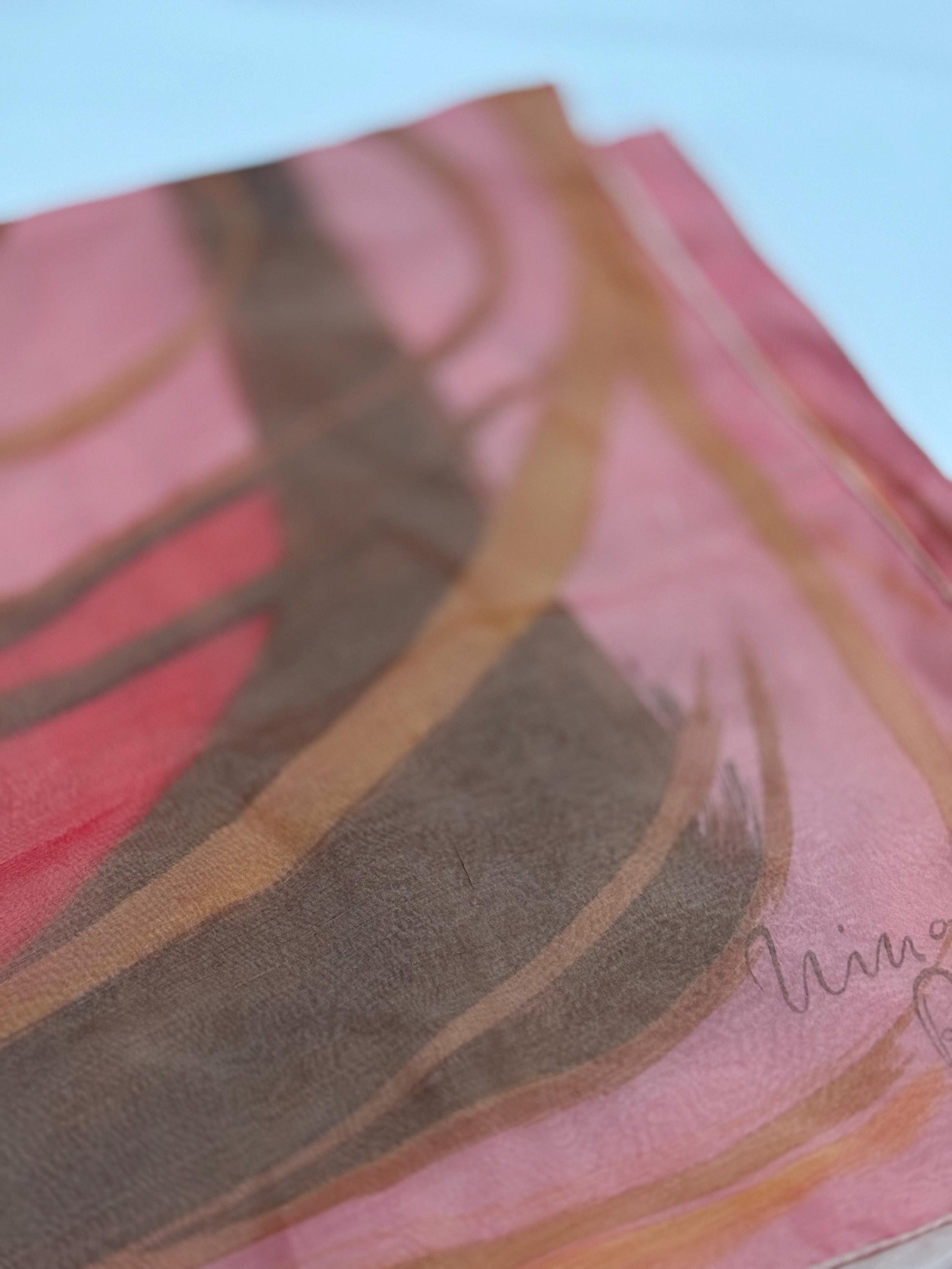 Blush Pink Silk Scarf With Abstract Design — additional view 12