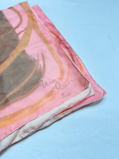 Blush Pink Silk Scarf With Abstract Design — additional view 9