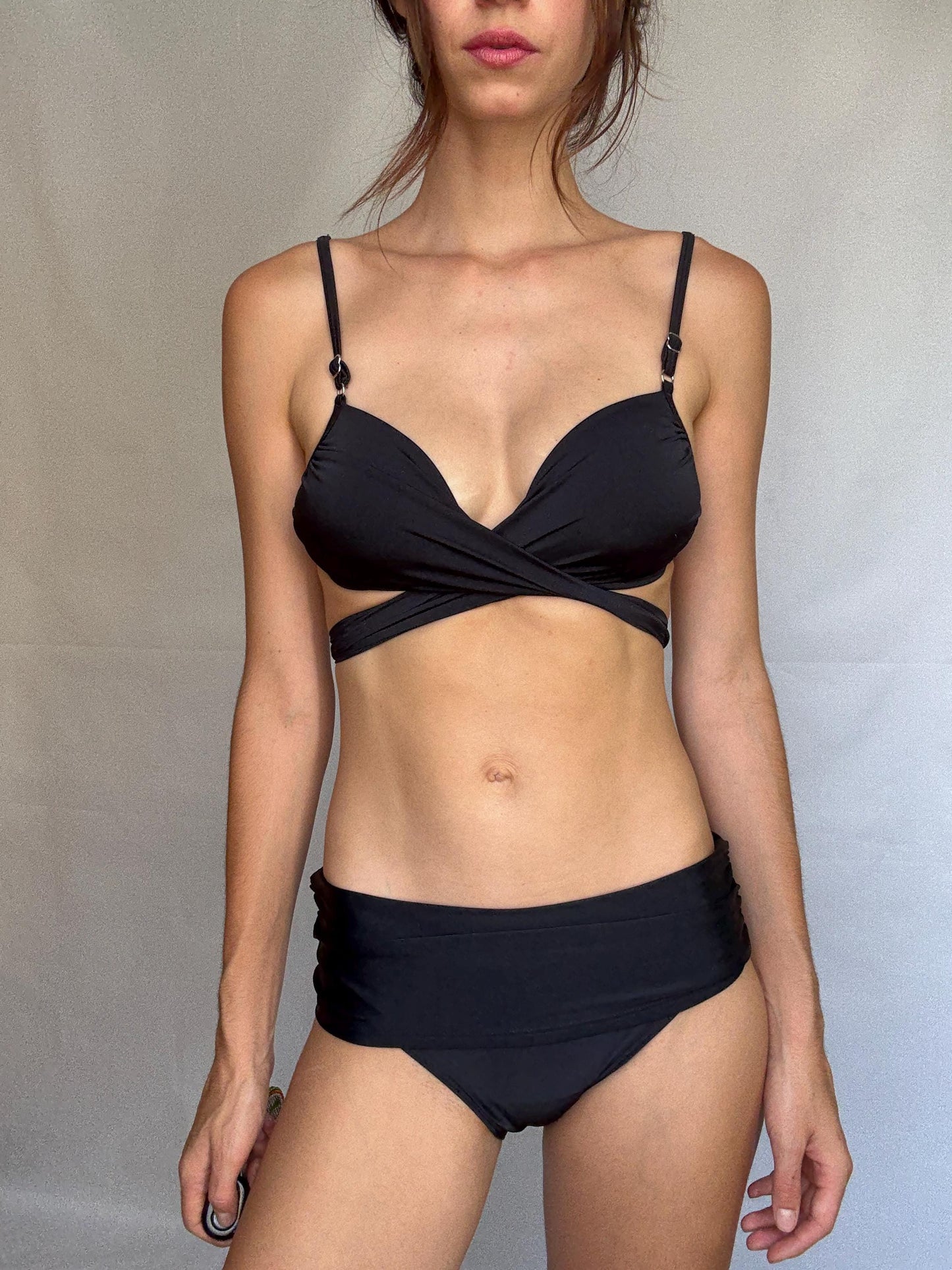 Vintage Black Bikini Set With Twisted Front — additional view 7