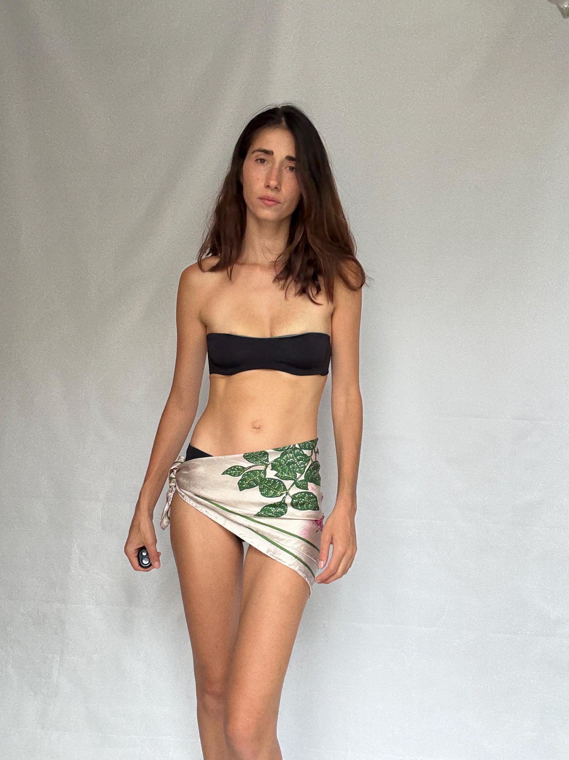 Vintage Floral Silk Scarf with Handsewn Edges — additional view 16