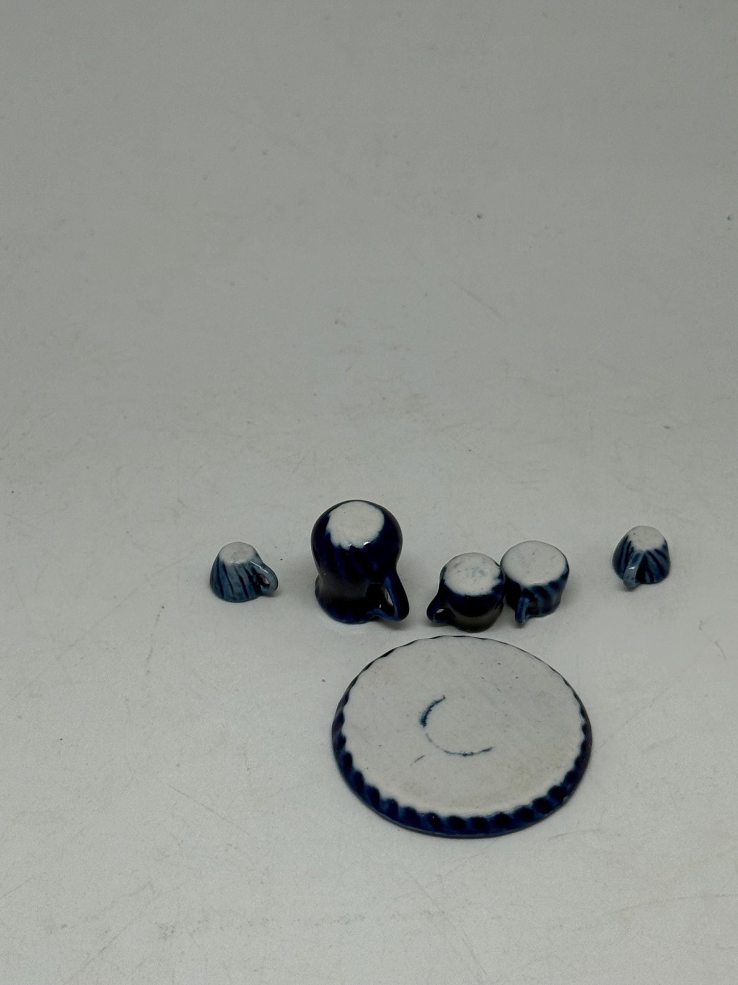 Cobalt Glaze Vintage Ceramic Tea Set — detail