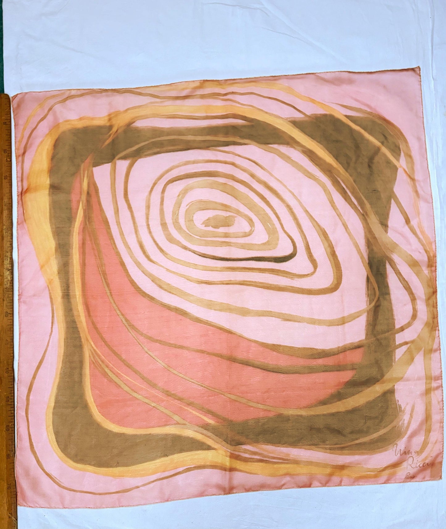 Blush Pink Silk Scarf With Abstract Design