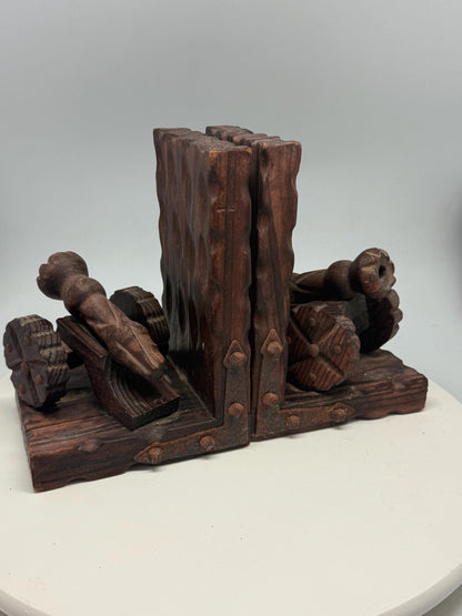 Brutalist Wooden Bookends, Vintage Spanish Design