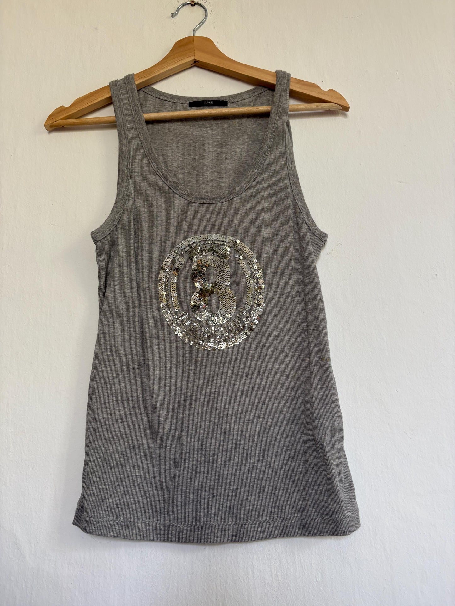 Grey Cotton Tank Top — back view