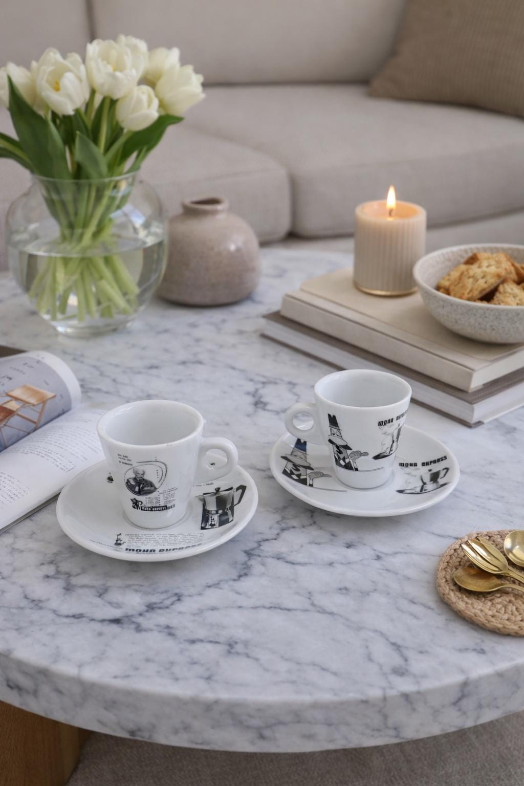Vintage Bialetti Porcelain Espresso Cups Set