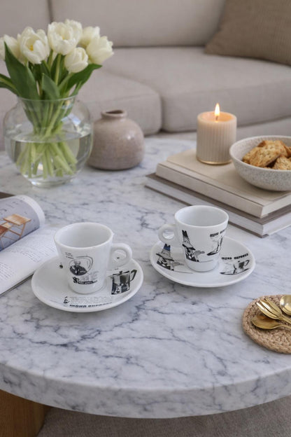 Vintage Bialetti Porcelain Espresso Cups Set