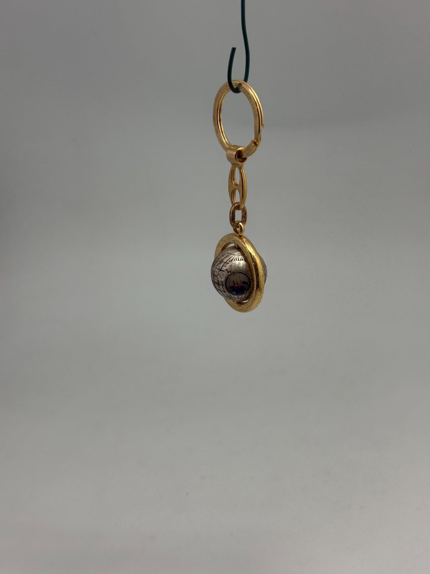 Vintage Globe Charm Keyhanger With Maria And Josef — back view