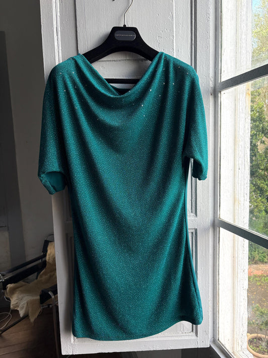 Vintage Teal Glitter Shimmer Shirt — detail