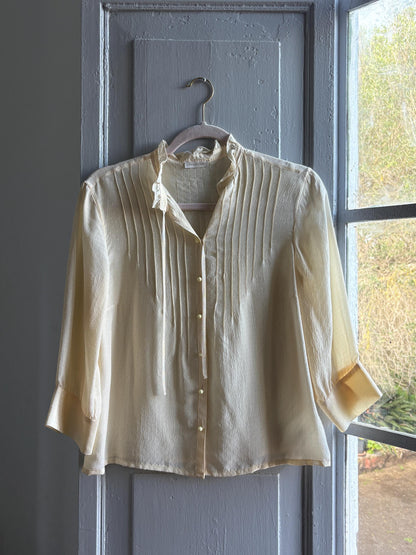 Silk Off-White Ruffled Blouse — additional view 6