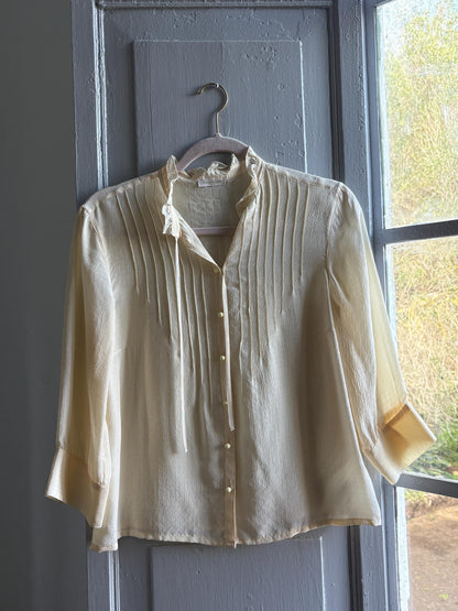 Silk Off-White Ruffled Blouse — additional view 9