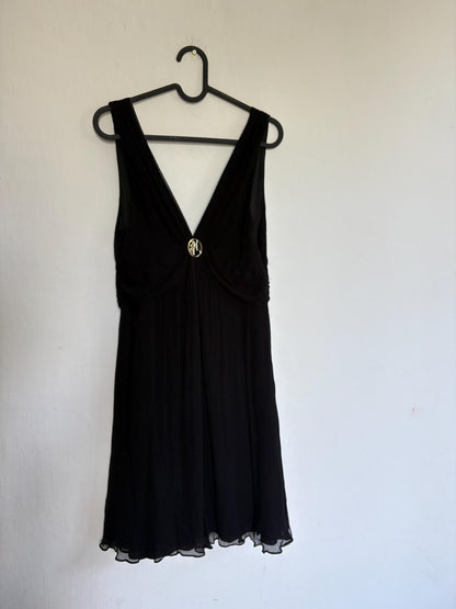 Guess by Marciano 100% silk black dress with deep v neckline, S
