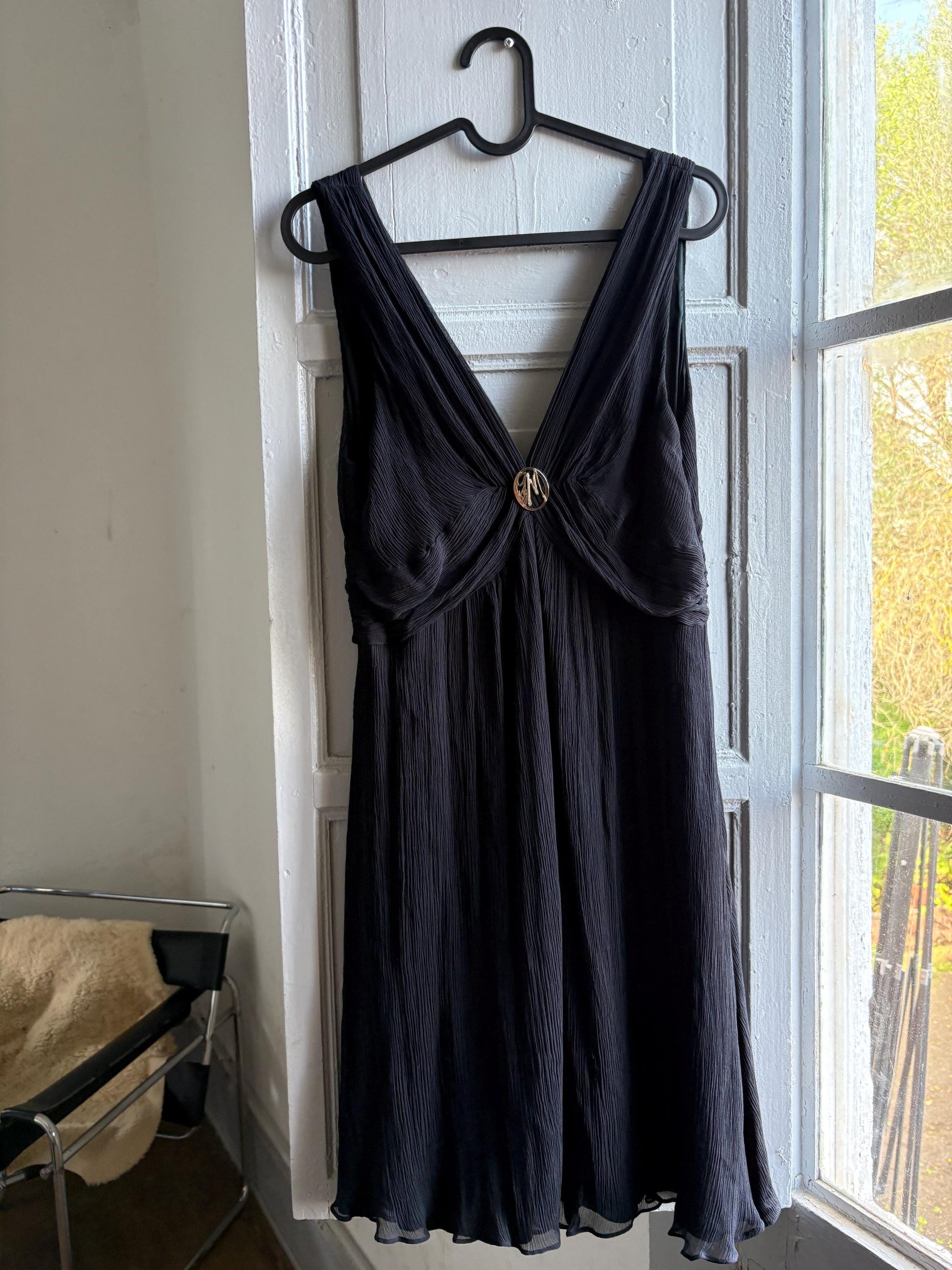 Black Silk Deep V Dress – Bohemefolk