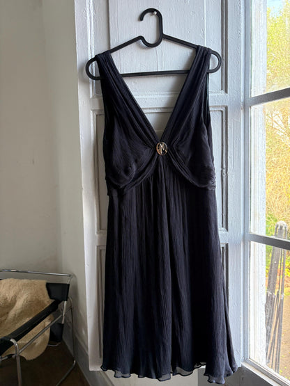 Guess by Marciano 100% silk black dress with deep v neckline, S