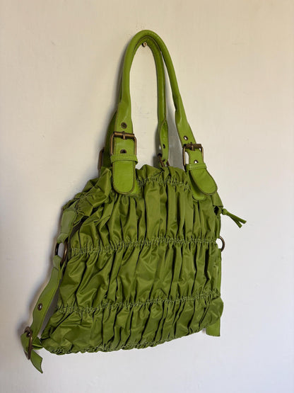 Y2K Green Shoulder Bag — fabric close-up