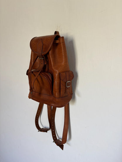 Vintage Brown Leather Bohemian Backpack — additional view 11