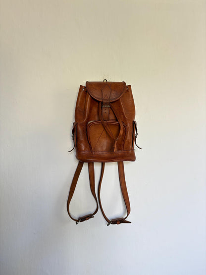 Vintage Brown Leather Bohemian Backpack — additional view 7